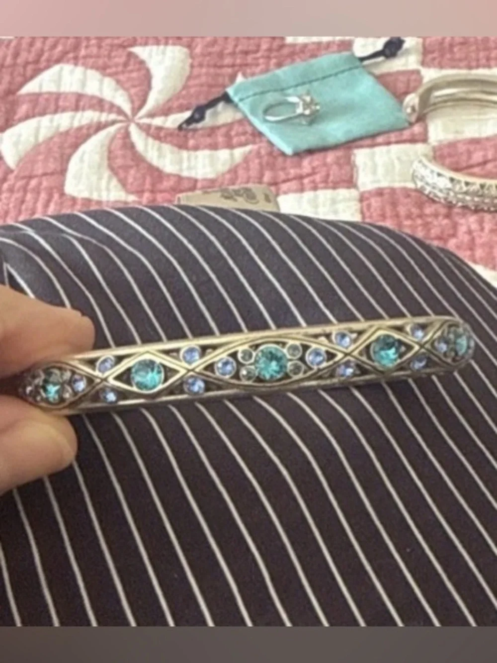 🌌💎 RARE BRIGHTON VTG+ ‘Eternal Sky’ Silver SWAROVSKI CRYSTAL Hinged Bangle! - Picture 3 of 5